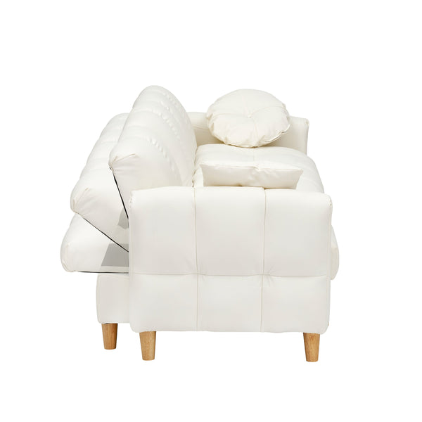 English Elm 86.61 Modern Teddy Fabric Sofa Bed with Storage, Solid Wood Frame, Gold Legs, 500lb Capacity Beige W1278S00070