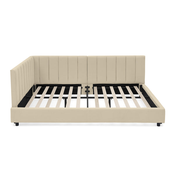 English Elm Full Size Upholstered Tufted Bed Frame - Stylish Velvet Sofa Bed With Armrests For Ultimate Comfort W487S00330