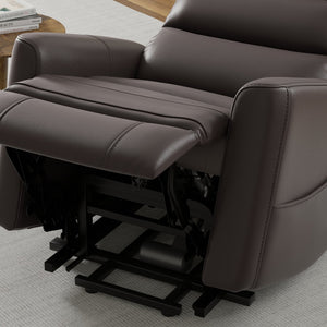 English Elm Faux Power Lift Chair with Premium Faux Leather, USB Charging, Side Pockets & Quiet Motor Recline Dark Brown B339P409526