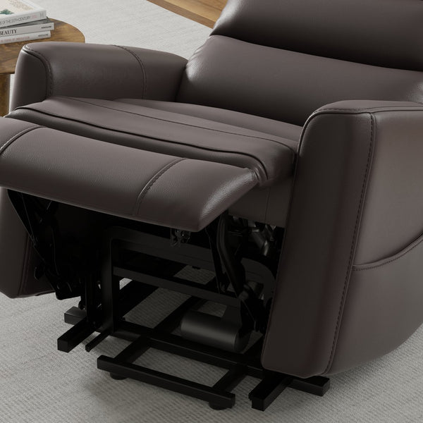 English Elm Faux Power Lift Chair with Premium Faux Leather, USB Charging, Side Pockets & Quiet Motor Recline Dark Brown B339P409526