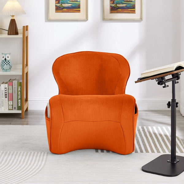 English Elm Ergonomic Floor Chair Velvet Upholstered Lumbar Support Seat for Reading Nook or Lounge Orange W1097P462004