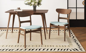 English Elm Set of 2 Mid-century Upholstered Dining Chairs with Splayed Rubberwood Legs N759P288145T