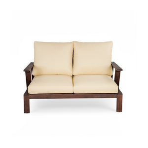 English Elm 2 Piece Acacia Wood Outdoor Sofa Set with Coffee Table and Weather Resistant Cushions Beige,Dark Brown N719P246159D