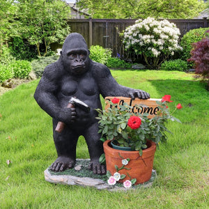 English Elm Outdoor Bear Planter Sculpture Hand Painted Resin Yard Statue for Garden Pathways W5398P455474