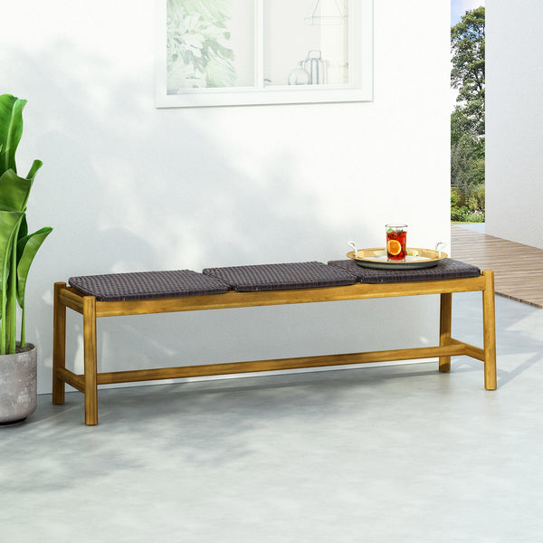 English Elm Christopher Knight Home® - Cambria 3-Seater Bench: Timeless Acacia Wood Seating For Entryways, Dining, And Outdoor Spaces 68889.00BRN