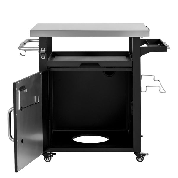 English Elm K&k Outdoor Rolling Grill Cart Stainless Steel Top Bbq Prep Station with Cover N707P379796B