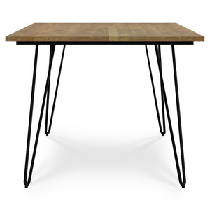 English Elm Hunter Modern Industrial Dining Table 66x40 in Solid Mango Wood Top with Black Hairpin Legs, Durable Finish Light Brown B136P203505