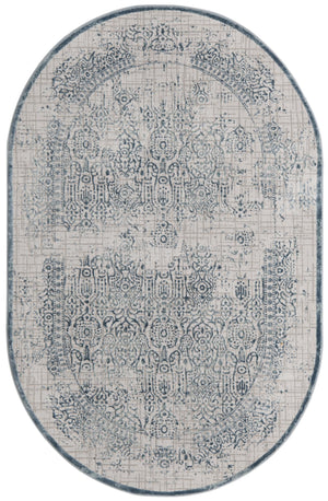 Unique Loom Aberdeen Stanhope Machine Made Border Rug Blue, Gray/Ivory 5' 3" x 8' 0"