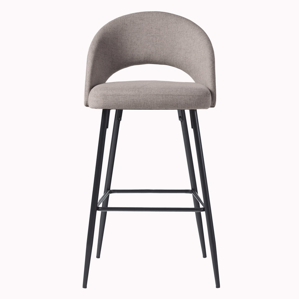 English Elm Walker Edison - Modern Mushroom Upholstered Bar Stool Set of 2 — Minimalist Rounded Back Comfort, Steel Frame, Cutout Seat, Lightweight, 30-Min Assemble B185P169045