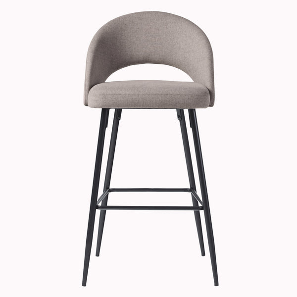 English Elm Walker Edison - Modern Mushroom Upholstered Bar Stool Set of 2 — Minimalist Rounded Back Comfort, Steel Frame, Cutout Seat, Lightweight, 30-Min Assemble B185P169045