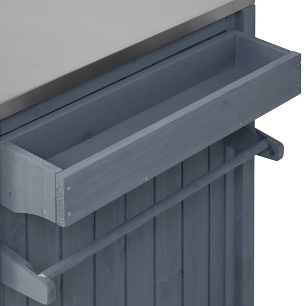 English Elm K&K 66.5" Outdoor Kitchen Island with 1.2" Stainless Steel Top, Ample Storage, Wheels & Bottle Opener Grey+Blue N707P250629G