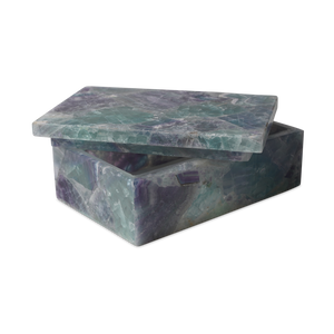 Fluorite Decorative Box - Iridescent Stone Storage with Unique Color Variations for Modern Spaces