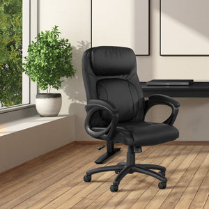 OSP Home Furnishings Faux Leather Executive Office Chair with Lumbar Support and Pneumatic Height Adjustment FL13785-U6