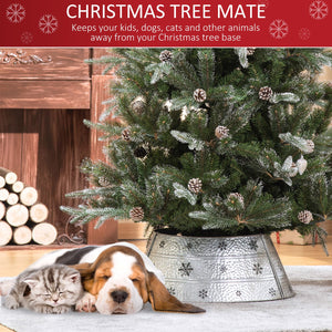 English Elm HOMCOM Steel Christmas Tree Collar Ring Skirt Cover for 7.5ft Trees, Durable Powder-Coated Guard, 26" x 9" Silver W2225P229117