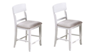 English Elm Antique Ladder-Back High Chairs Set of 2 with Padded Fabric Seats, Rustic Stable Counter Stools 24" H B011P367990