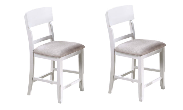 English Elm Antique Ladder-Back High Chairs Set of 2 with Padded Fabric Seats, Rustic Stable Counter Stools 24" H B011P367990