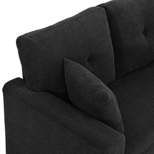 English Elm Sleeper Sectional with Pull Out Bed Reversible Chaise Storage Black Polyester Sofa W5568S00040