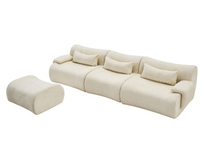 English Elm Boneless Curved Sofa with Chaise High Density Foam Three Seat Modern Living Room W3728S00005