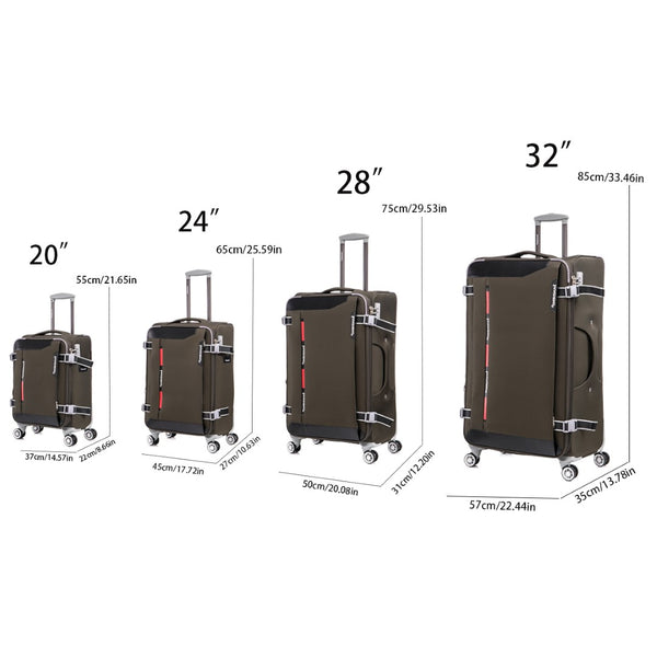 English Elm Softside Expandable Spinner Luggage Set Four Piece Lightweight Travel Collection Sage Green T3292P343901
