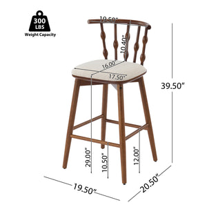 English Elm Christopher Knight Home® - Doria Sculptural Hourglass Back Barstool Set of 2 — Durable Rubberwood Frame, Plush Fabric Seat, Stylish Modern Appeal Beige,Walnut N775P299416W