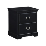 English Elm 1 Piece Classic Traditional 2 Drawers Nightstand Black Finish Bedroom Furniture Wooden Bedside Table Cabinet