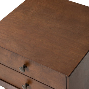 English Elm Night Stand with Fluted Drawer Open Shelf Mid Century Modern Bedside Table for Bedroom Walnut W3417P388715