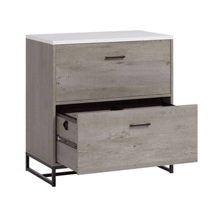 English Elm Lateral File with Oak & White Accents, Two Full-Extension Drawers, Safety Interlock, Compact Durable Design B356P367981
