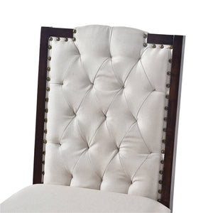 English Elm Upholstered High-Back Dining Chairs Set of 4 with Diamond Tufting, Nailhead Trim & Solid Wood Legs, Durable Comfort for Kitchen, Dining Room, Restaurant Seating Beige,Espresso N752P331360P