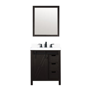 English Elm Brown Bath Vanity with Cultured Marble Top, Matte Black Faucet, Scratch-Resistant Surface, 28" Mirror Included B2731S01336