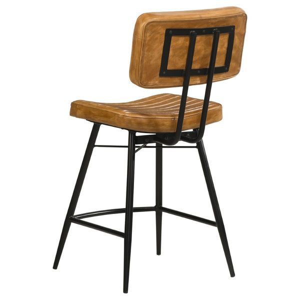 English Elm Senko Leather Channel Tufted Counter Stools with Iron Frame for Bar or Kitchen Set of 2 Brown B062P447996