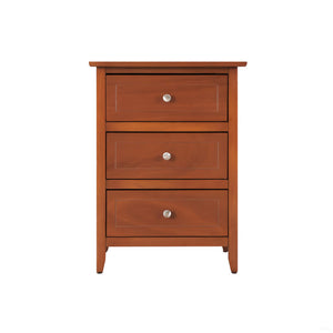 English Elm Timeless Oak Nightstand with 3 Drawers, 25"H x19"W x15"D Storage, Warm Oak Finish, Quick Assembly B078112151