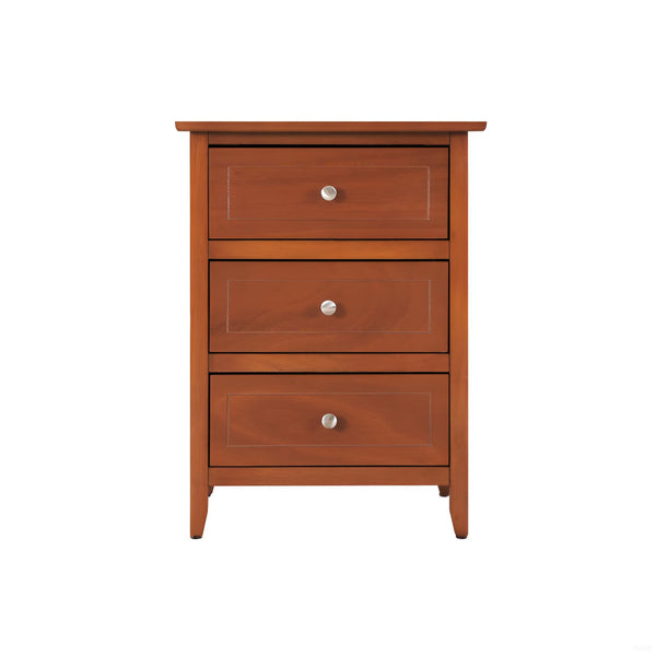 English Elm Timeless Oak Nightstand with 3 Drawers, 25"H x19"W x15"D Storage, Warm Oak Finish, Quick Assembly B078112151
