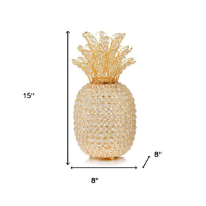 Homeroots 15" Gold Faux Crystal Decorative Pineapple  Faux Crystal,Faux Gold 379771