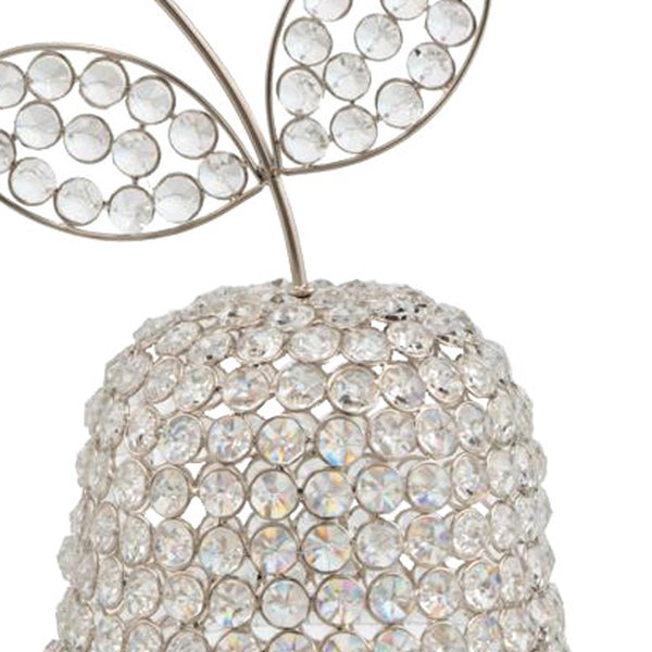 Homeroots 18" Silver Faux Crystal And Silver Decorative Pear Tabletop Sculpture  Faux Crystal,Faux Silver 379772