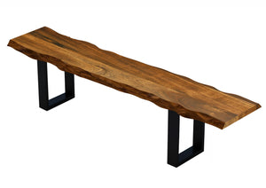 Homeroots 55" Live Edge Acacia Wood Bench With Black Metal Legs  Wood 379789