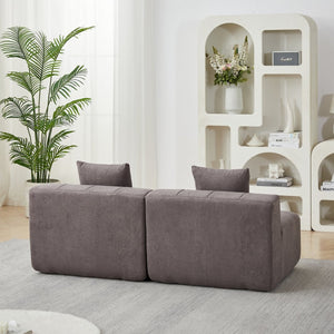 English Elm Chenille Semi Circular Modular Sectional Sofa with Sculptural Curved Silhouette and Four Pillows W834S00616
