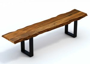 Homeroots 71" Live Edge Acacia Wood Bench With Black Metal Legs  Wood 379791