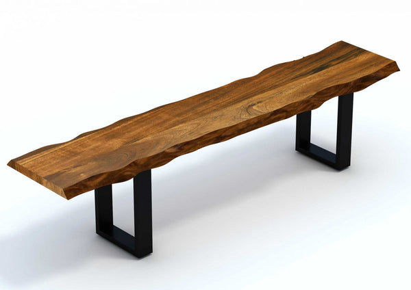 Homeroots 71" Live Edge Acacia Wood Bench With Black Metal Legs  Wood 379791