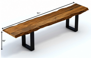 Homeroots 71" Live Edge Acacia Wood Bench With Black Metal Legs  Wood 379791