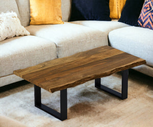 Homeroots Modern Rustic Live Edge Acacia Wood Coffee Table   379797