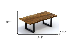 Homeroots Modern Rustic Live Edge Acacia Wood Coffee Table   379797