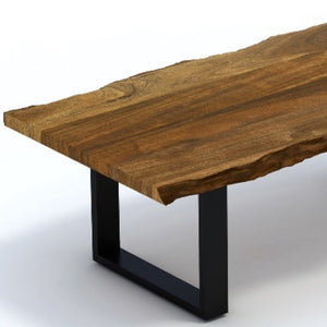 Homeroots Modern Rustic Live Edge Acacia Wood Coffee Table   379797