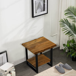 HomeRoots 24" Rustic Solid Wood and Iron End Table with Lower Shelf – Industrial Charm for Any Space! 379800