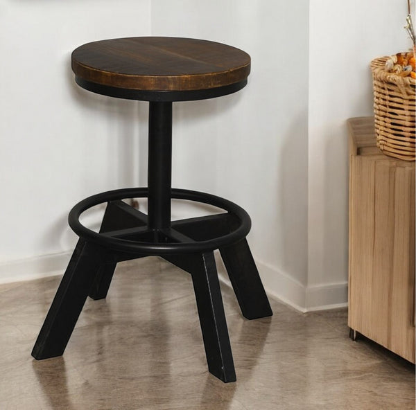 Homeroots 22" Brown And Black Iron Backless Bar Chair   379802