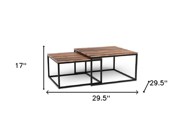 Homeroots 30" Brown And Black Solid Wood And Iron Square Coffee Table   379804