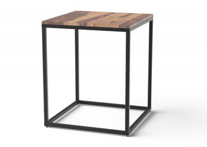 HomeRoots 24" Rustic Modern Solid Wood and Iron End Table - Versatile Square Design for Small Spaces 379809