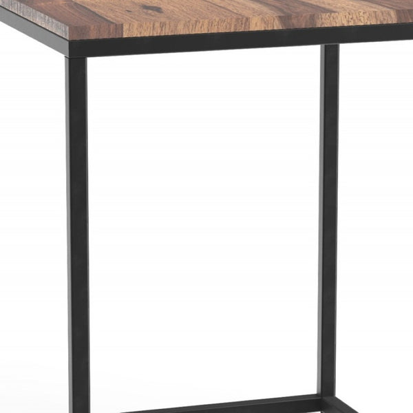 HomeRoots 24" Rustic Modern Solid Wood and Iron End Table - Versatile Square Design for Small Spaces 379809
