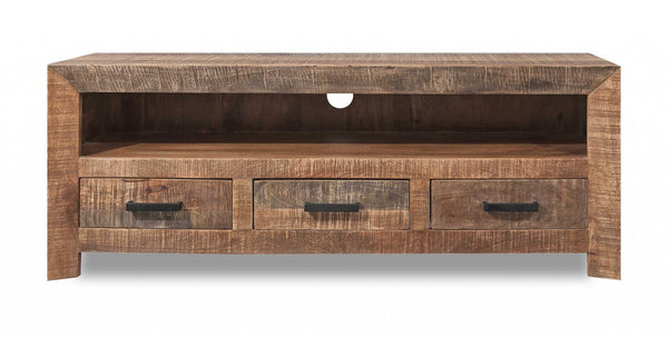 Homeroots 57" Natural And Brown Solid Wood Console Table   379810