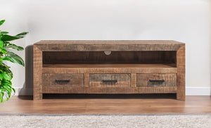 Homeroots 57" Natural And Brown Solid Wood Console Table   379810