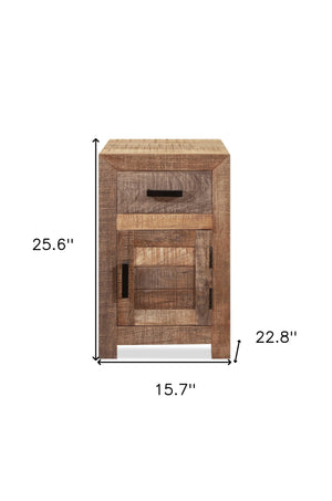 Homeroots 26" Brown Solid Wood Square End Table With Drawer   379815